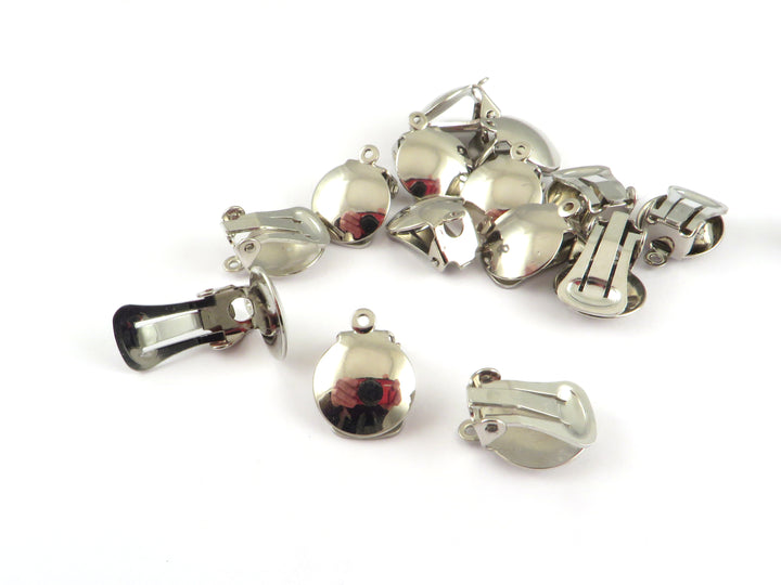 2x Clip d'oreille support pour oreille non percée laiton plaqué titane (B-033)
