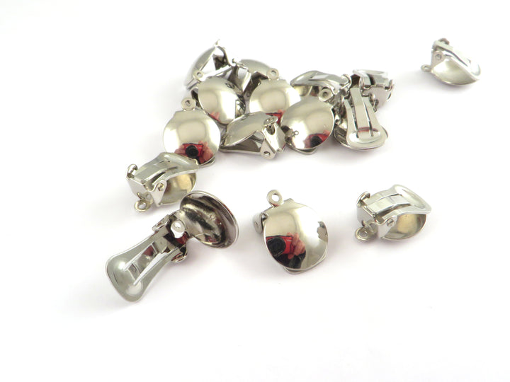 2x Clip d'oreille support pour oreille non percée laiton plaqué titane (B-033)
