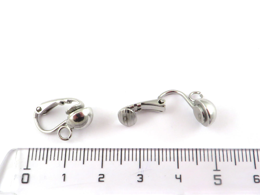 2x Clip d'oreille support pour oreille non percée laiton plaqué titane (B-034)