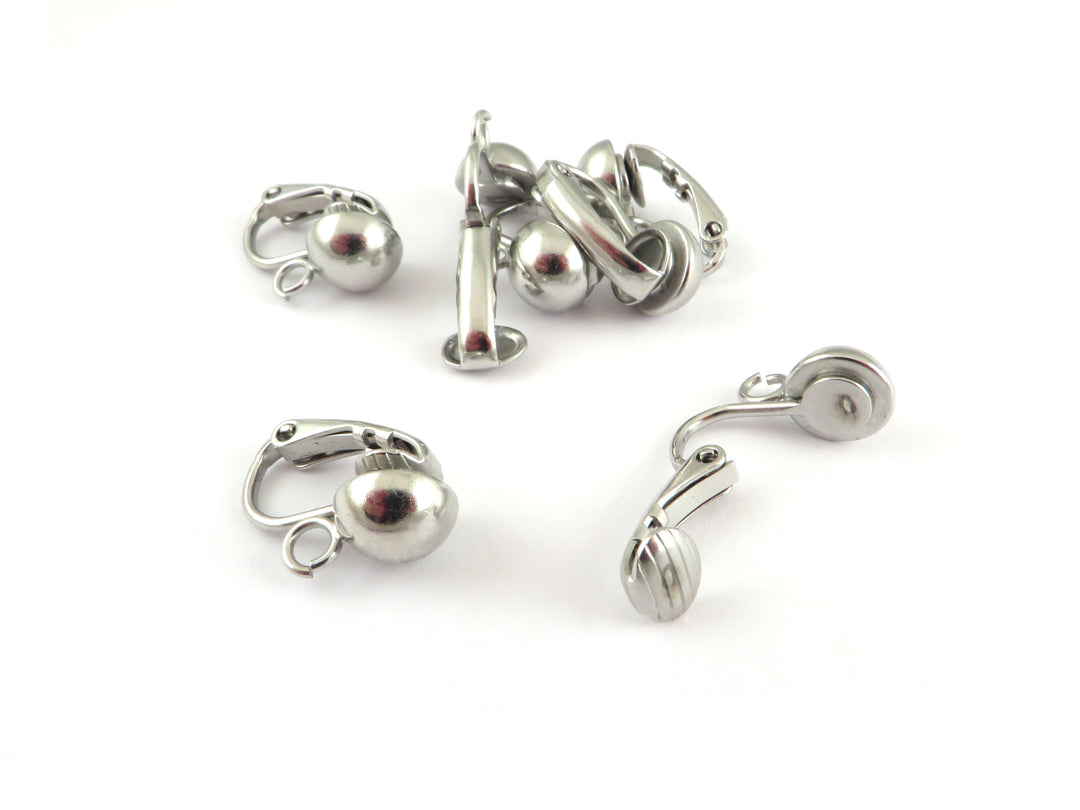 2x Clip d'oreille support pour oreille non percée laiton plaqué titane (B-034)