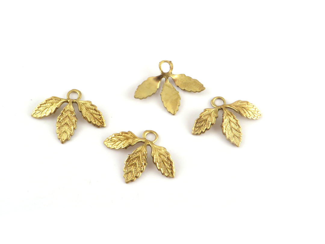 2x Breloque trio de feuille (20mm x 16mm) CH-118