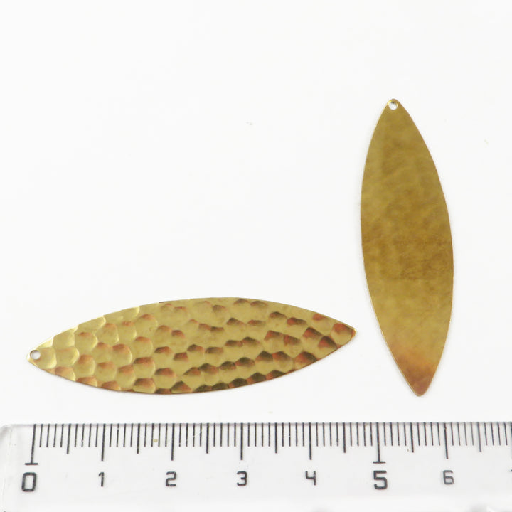 4x Breloque navette martelée (50mm x 14mm) PP-393H