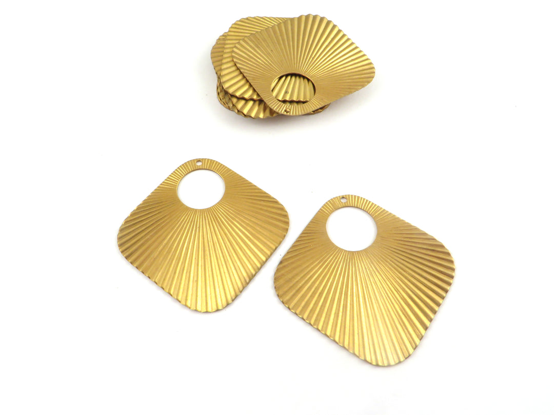 2x Breloque carré plissé éventail ajouré (32mm) PP-396