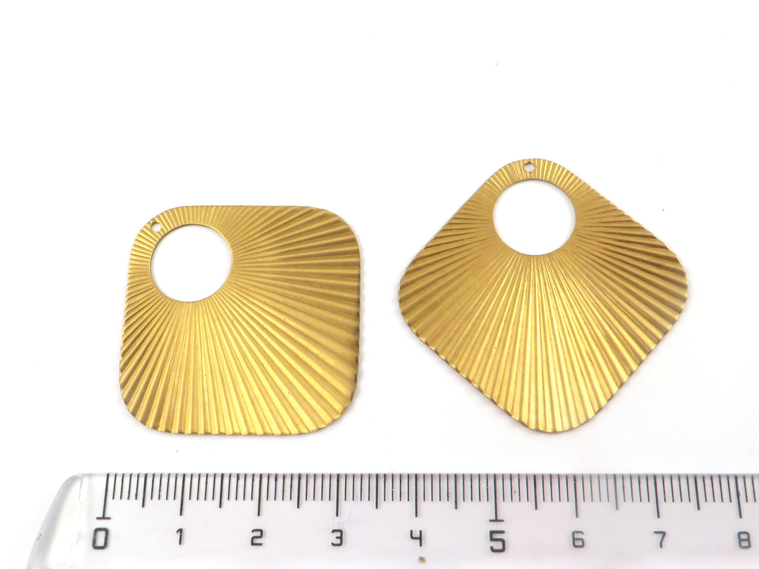 2x Breloque carré plissé éventail ajouré (32mm) PP-396