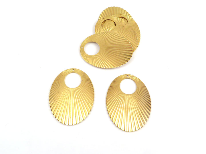 2x Breloque ovale plissé éventail ajouré (30mm x 38mm) PP-415
