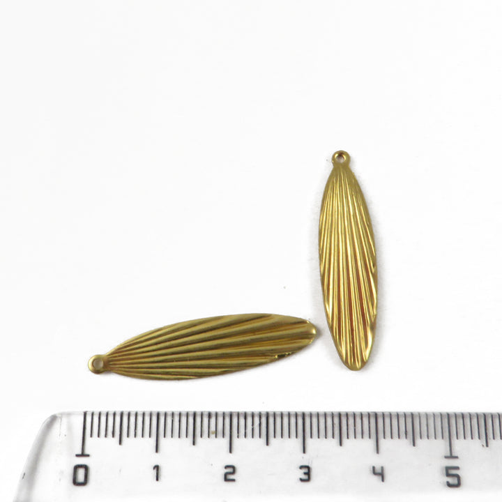 4x Breloque navette ovale plissée (9mm x 33mm) PP-423