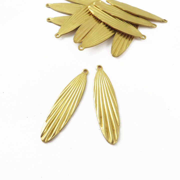 4x Breloque navette ovale plissée (9mm x 33mm) PP-423