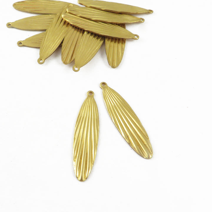 4x Breloque navette ovale plissée (9mm x 33mm) PP-423