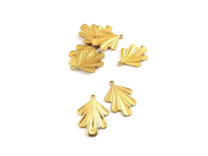 4x Breloque goutte éventail Art Déco vintage (12mm x 15mm) PV-333