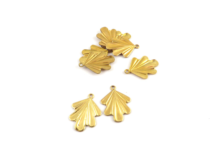 4x Breloque goutte éventail Art Déco vintage (12mm x 15mm) PV-333