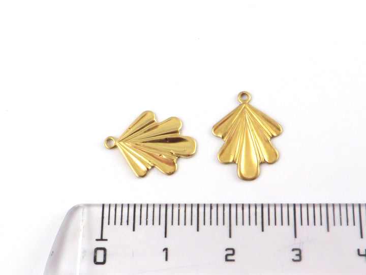 4x Breloque goutte éventail Art Déco vintage (12mm x 15mm) PV-333