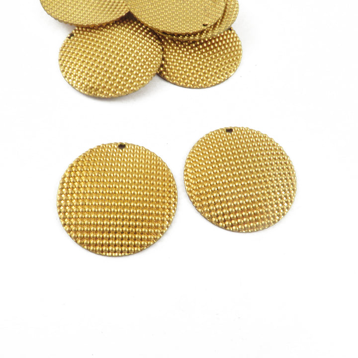4x Breloque disque texture gaufré (22mm) PV-334