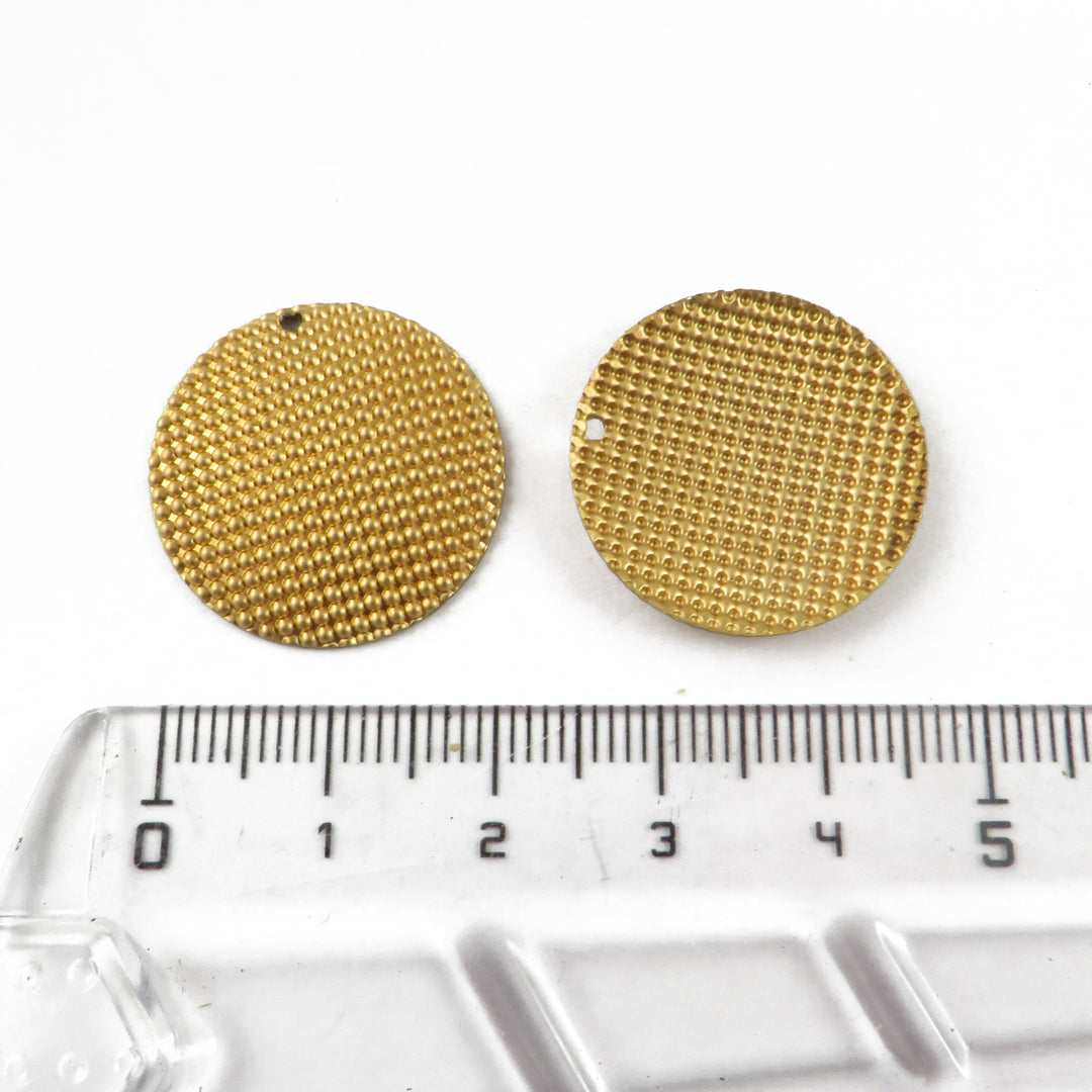 4x Breloque disque texture gaufré (22mm) PV-334