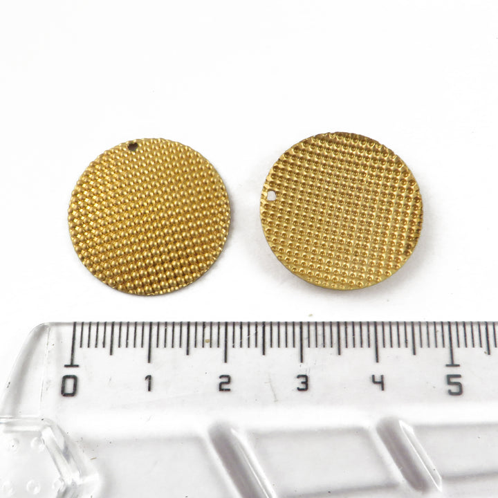 4x Breloque disque texture gaufré (22mm) PV-334