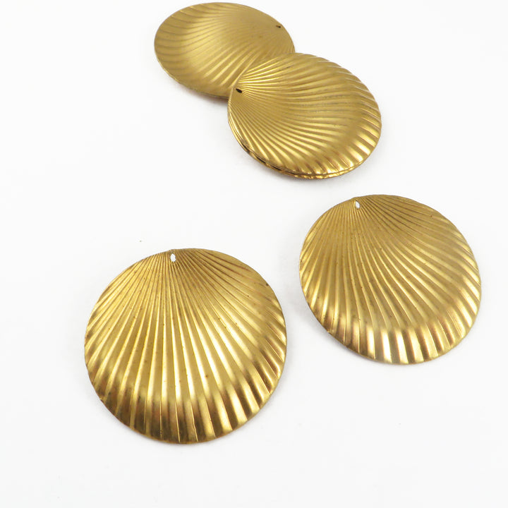 2x Breloque disque plissé + embossé (32mm) PV-338