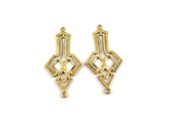 2x Connecteur goutte géométrique vintage (32mm x 16mm) V-142
