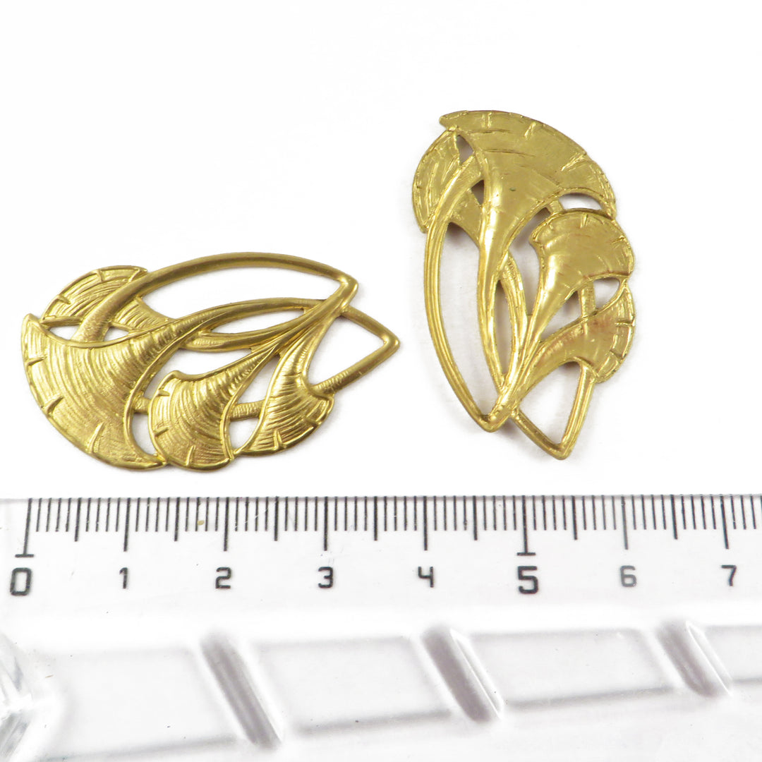 1x Pendentif goutte navette filigrane floral Art Nouveau (40mm x 24mm) V-145