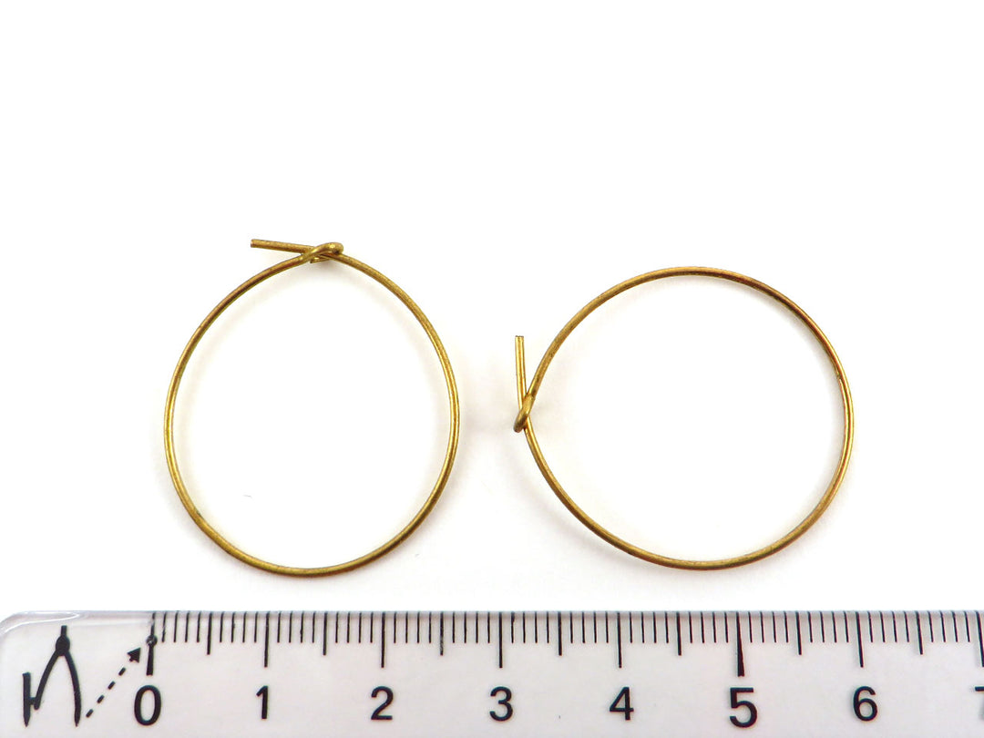 2x Anneau créole boucle d'oreille fil 0.8mm (25mm) B-004