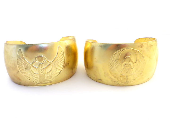 1x Bracelet manchette bombé réglable Scarabée ou Déesse Egyptienne Isis (36mm x 158mm) BM-023/BM-024