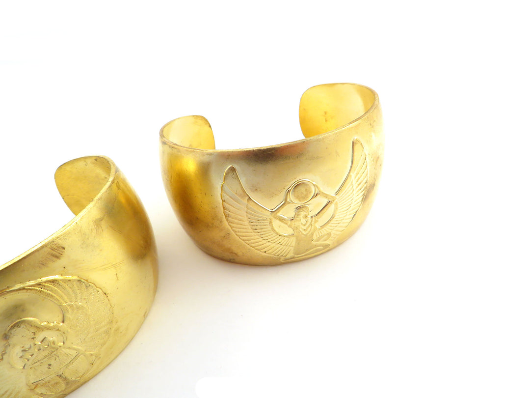 1x Bracelet manchette bombé réglable Scarabée ou Déesse Egyptienne Isis (36mm x 158mm) BM-023/BM-024