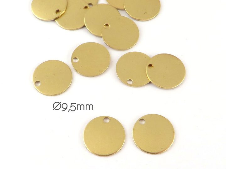 12x Breloque disque (9,5mm) D-9,5/1H