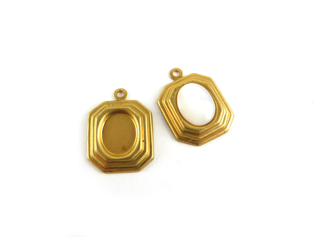 6x Breloque support cabochon 6 x 8 mm Art Déco (20mm x 15mm) M-017