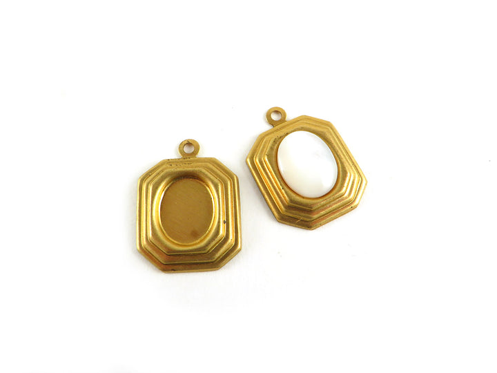 6x Breloque support cabochon 6 x 8 mm Art Déco (20mm x 15mm) M-017