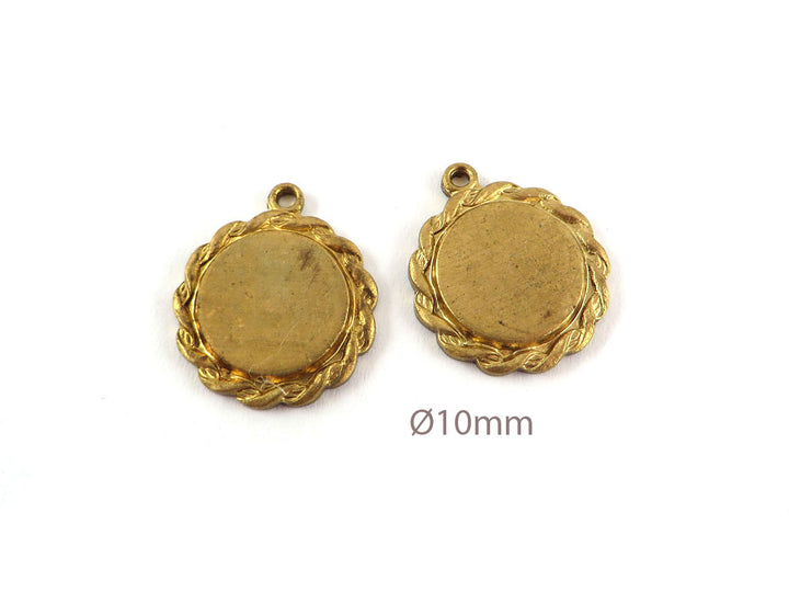 2x Breloque support cabochon rond 10mm (13mm) M-027