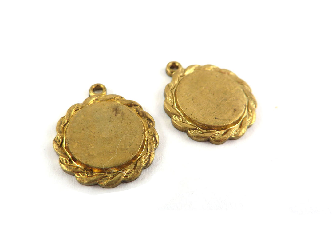 2x Breloque support cabochon rond 10mm (13mm) M-027