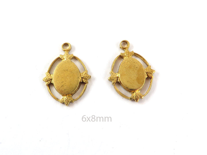 2x Breloque support cabochon 6 x 8 mm (11mm x 16mm) M-016