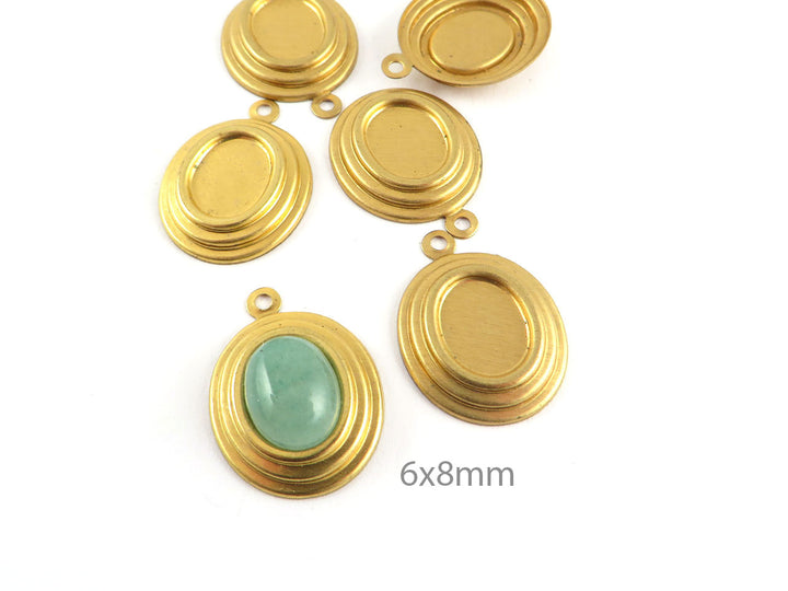 6x Breloque support cabochon 6 x 8 mm Art Déco (20mm x 15mm) M-008