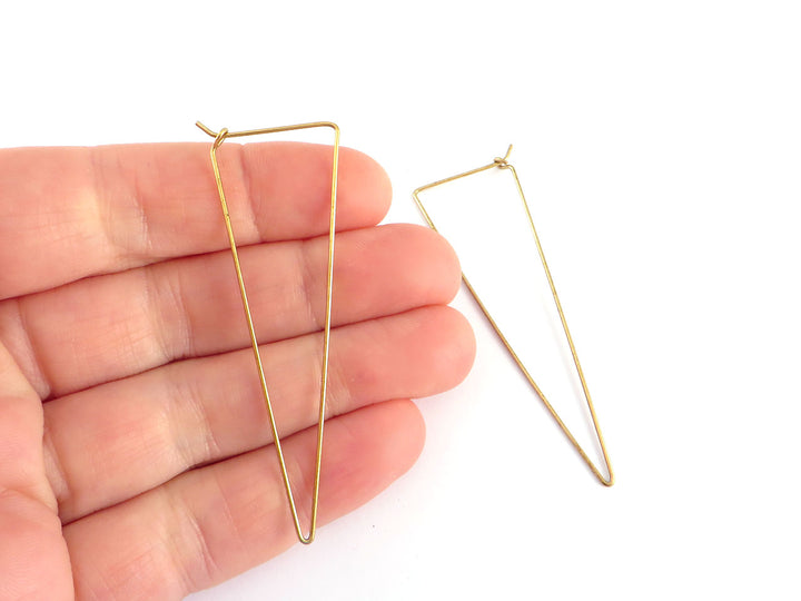 2x Crochet boucle d'oreille triangle fil 0.8mm (20mm x 64mm) B-002
