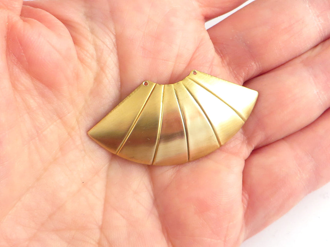 2x Connecteur éventail ligné bombé Art Déco (22mm x 45mm) PV-123