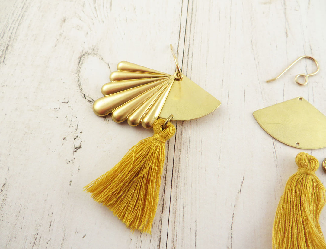 Kit diy bijoux boucles d'oreilles Art Déco et pompom K-010