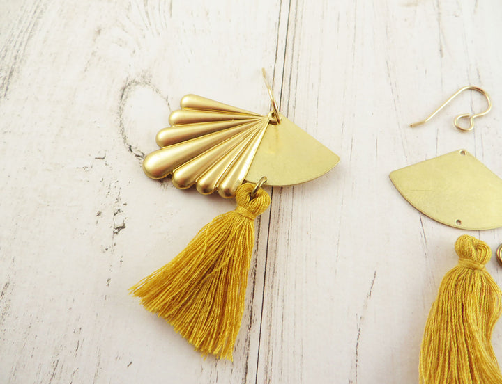 Kit diy bijoux boucles d'oreilles Art Déco et pompom K-010