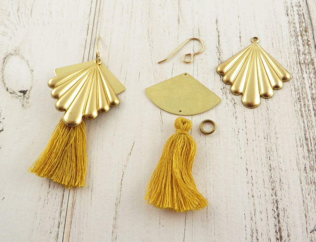 Kit diy bijoux boucles d'oreilles Art Déco et pompom K-010