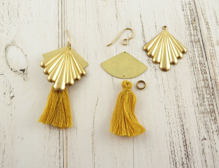 Kit diy bijoux boucles d'oreilles Art Déco et pompom K-010