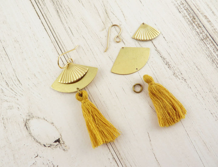 Kit diy bijoux boucles d'oreilles éventail et pompom K-012