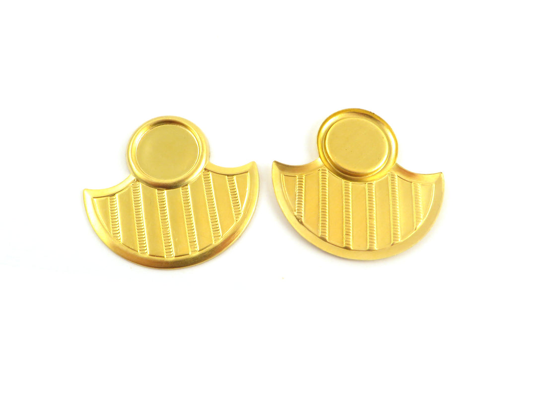 2x Pendentif pendule support de cabochon rond 12mm (33mm x 35mm) PV-016