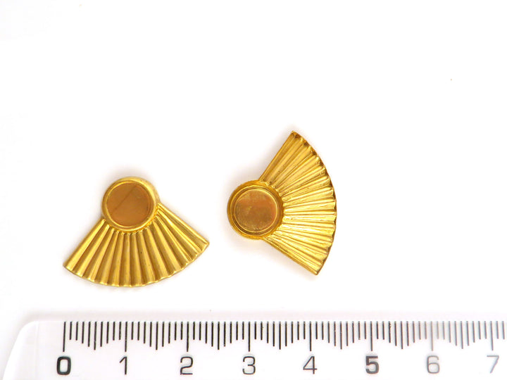 4x Breloque éventail support cabochon rond Art Déco (18mm x 25mm) PV-165