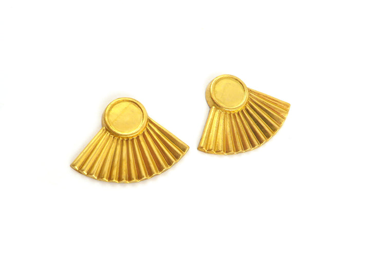 4x Breloque éventail support cabochon rond Art Déco (18mm x 25mm) PV-165