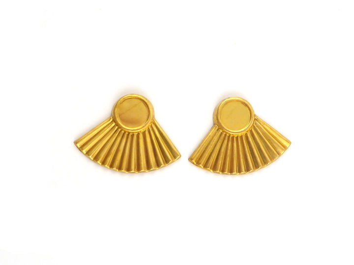 4x Breloque éventail support cabochon rond Art Déco (18mm x 25mm) PV-165