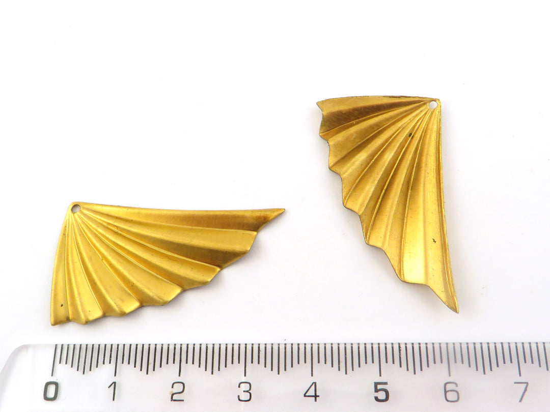 2x Pendentif aile éventail plissé Art Déco (21mm x 36mm) PV-294