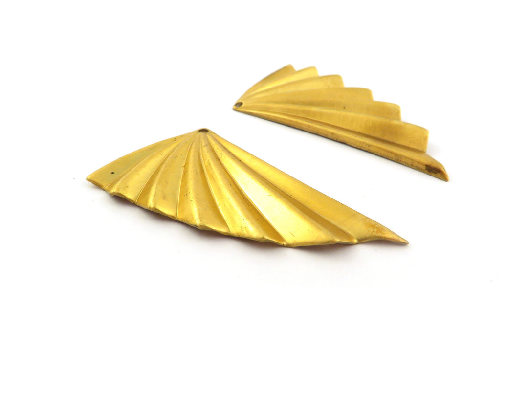 2x Pendentif aile éventail plissé Art Déco (21mm x 36mm) PV-294