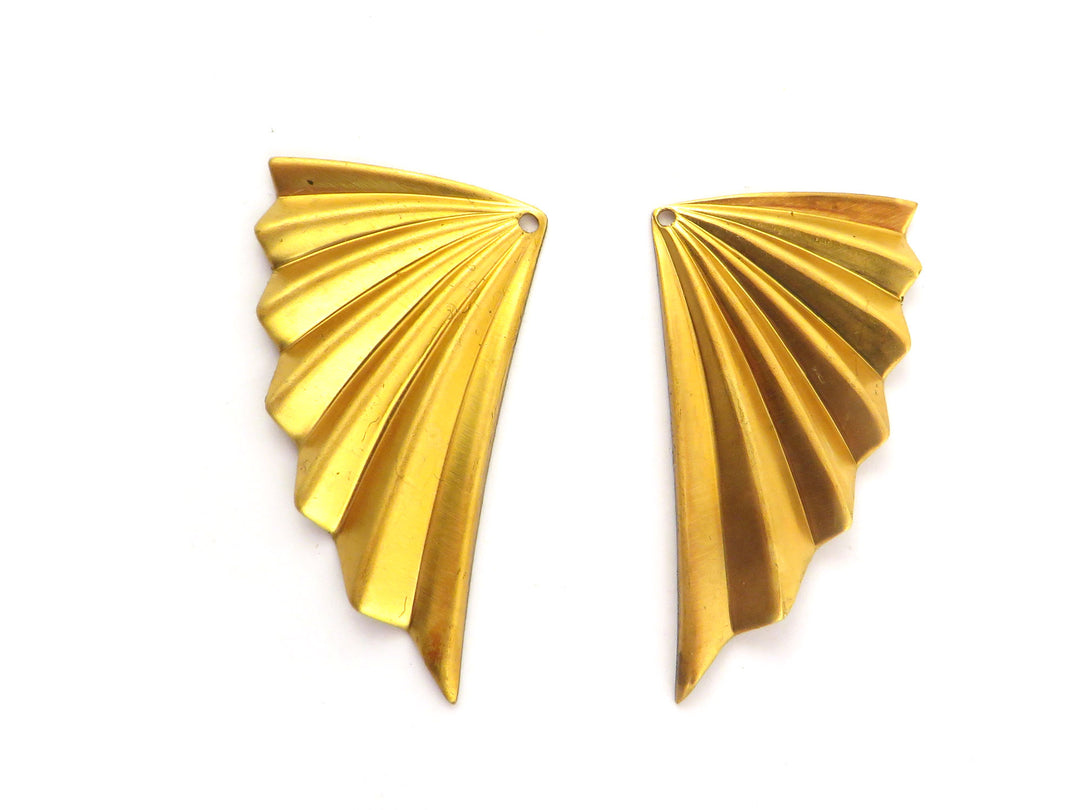 2x Pendentif aile éventail plissé Art Déco (21mm x 36mm) PV-294
