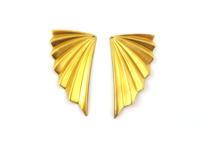 2x Pendentif aile éventail plissé Art Déco (21mm x 36mm) PV-294