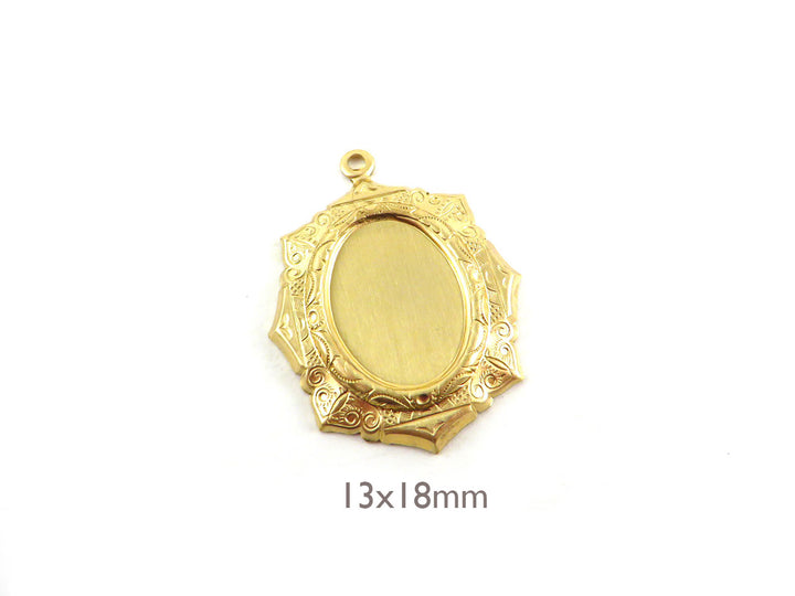1x Breloque support cabochon ovale 13 x 18 mm (34mm x 26mm) M-013
