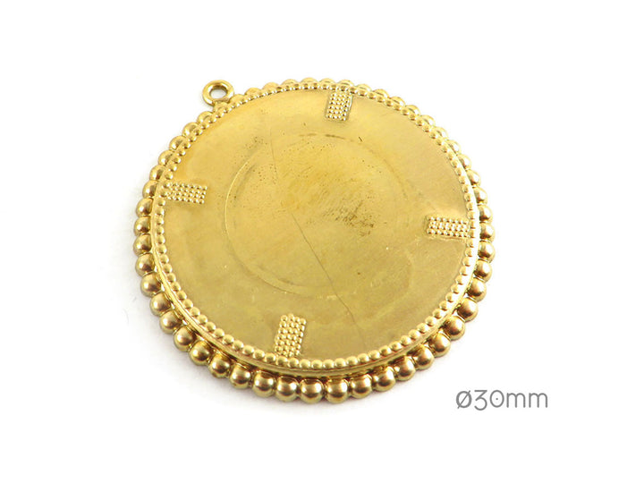 1x Pendentif support cabochon rond 30mm (38mm) M-009