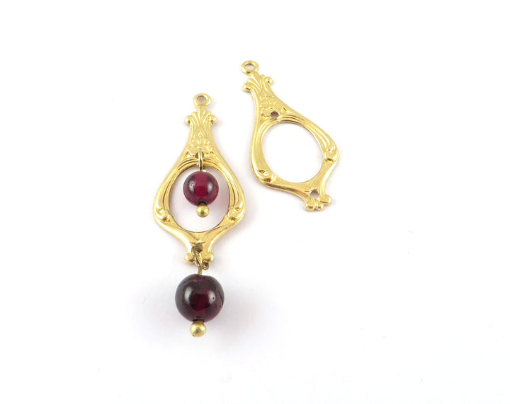 4x Breloque goutte ajourée Art Nouveau (28mm x 13mm) V-067