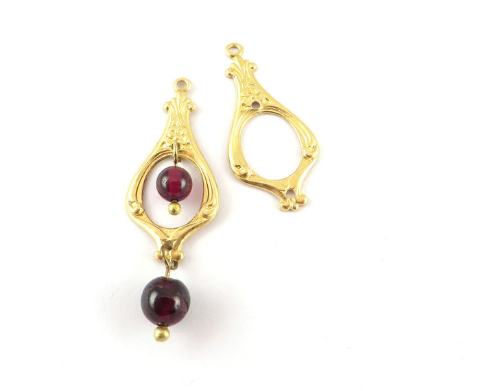 4x Breloque goutte ajourée Art Nouveau (28mm x 13mm) V-067